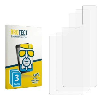 Parte frontal de un envase de producto con el logotipo de la marca BROTECT. Al lado está el protector de pantalla correspondie