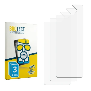 Parte frontal de un envase de producto con el logotipo de la marca BROTECT. Al lado está el protector de pantalla correspondie