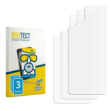 Parte frontal de un envase de producto con el logotipo de la marca BROTECT. Al lado está el protector de pantalla correspondie