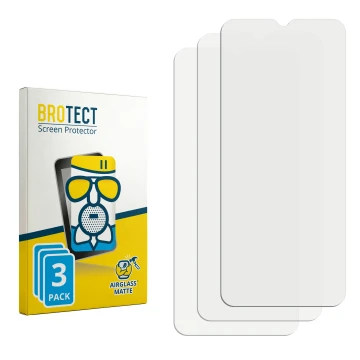 Parte frontal de un envase de producto con el logotipo de la marca BROTECT. Al lado está el protector de pantalla correspondie