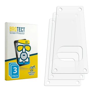 Parte frontal de un envase de producto con el logotipo de la marca BROTECT. Al lado está el protector de pantalla correspondie