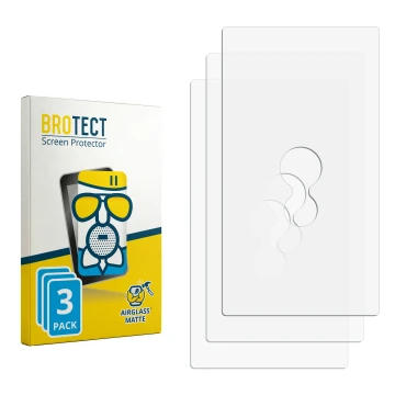 Parte frontal de un envase de producto con el logotipo de la marca BROTECT. Al lado está el protector de pantalla correspondie