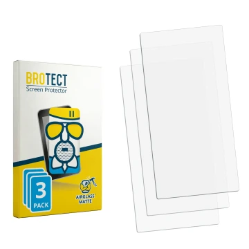 Parte frontal de un envase de producto con el logotipo de la marca BROTECT. Al lado está el protector de pantalla correspondie