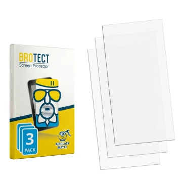 Parte frontal de un envase de producto con el logotipo de la marca BROTECT. Al lado está el protector de pantalla correspondie