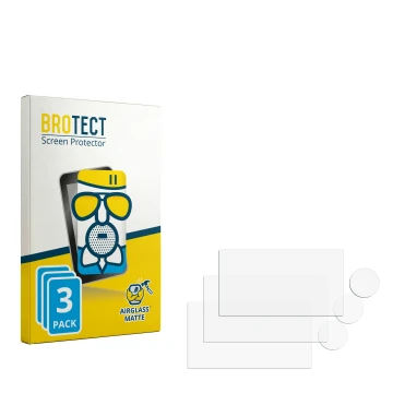 Parte frontal de un envase de producto con el logotipo de la marca BROTECT. Al lado está el protector de pantalla correspondie