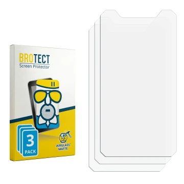 Parte frontal de un envase de producto con el logotipo de la marca BROTECT. Al lado está el protector de pantalla correspondie