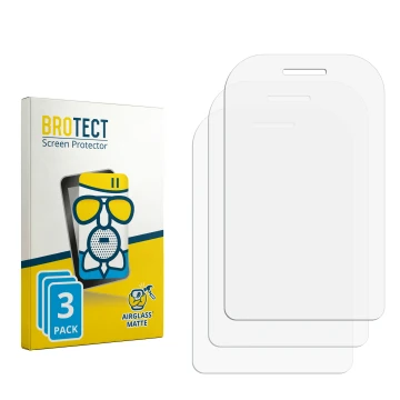 Parte frontal de un envase de producto con el logotipo de la marca BROTECT. Al lado está el protector de pantalla correspondie