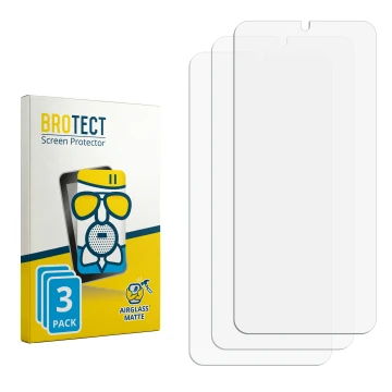 Parte frontal de un envase de producto con el logotipo de la marca BROTECT. Al lado está el protector de pantalla correspondie
