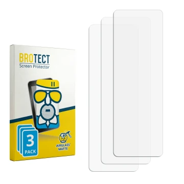 Parte frontal de un envase de producto con el logotipo de la marca BROTECT. Al lado está el protector de pantalla correspondie