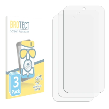 Parte frontal de un envase de producto con el logotipo de la marca BROTECT. Al lado está el protector de pantalla correspondie