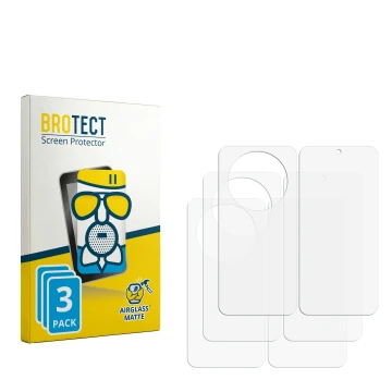 Parte frontal de un envase de producto con el logotipo de la marca BROTECT. Al lado está el protector de pantalla correspondie