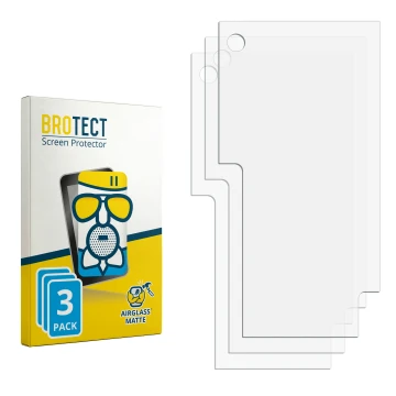 Parte frontal de un envase de producto con el logotipo de la marca BROTECT. Al lado está el protector de pantalla correspondie