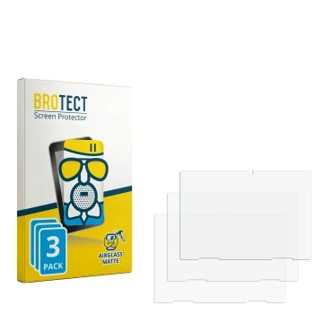 Parte frontal de un envase de producto con el logotipo de la marca BROTECT. Al lado está el protector de pantalla correspondie