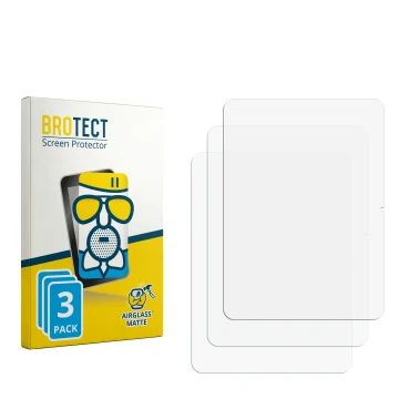 Parte frontal de un envase de producto con el logotipo de la marca BROTECT. Al lado está el protector de pantalla correspondie