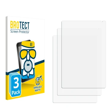 Parte frontal de un envase de producto con el logotipo de la marca BROTECT. Al lado está el protector de pantalla correspondie