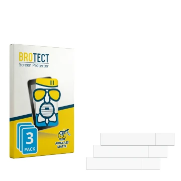 Parte frontal de un envase de producto con el logotipo de la marca BROTECT. Al lado está el protector de pantalla correspondie