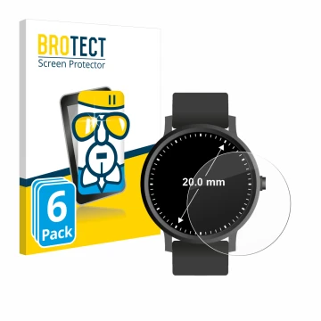 Parte frontal de un envase de producto con el logotipo de la marca BROTECT. Al lado se muestra el dispositivo Relojes (Circula