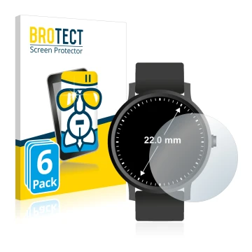 Parte frontal de un envase de producto con el logotipo de la marca BROTECT. Al lado se muestra el dispositivo Relojes (Circula