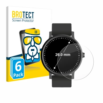 Parte frontal de un envase de producto con el logotipo de la marca BROTECT. Al lado se muestra el dispositivo Relojes (Circula