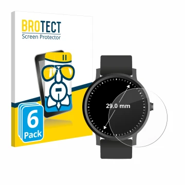 Parte frontal de un envase de producto con el logotipo de la marca BROTECT. Al lado se muestra el dispositivo Relojes (Circula