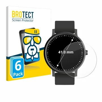 Parte frontal de un envase de producto con el logotipo de la marca BROTECT. Al lado se muestra el dispositivo Relojes (Circula