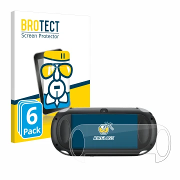 Parte frontal de un envase de producto con el logotipo de la marca BROTECT. Al lado se muestra el dispositivo Sony Playstation