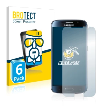 Parte frontal de un envase de producto con el logotipo de la marca BROTECT. Al lado se muestra el dispositivo Samsung Galaxy S