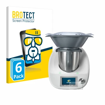 Parte frontal de un envase de producto con el logotipo de la marca BROTECT. Al lado se muestra el dispositivo Vorwerk Thermomi