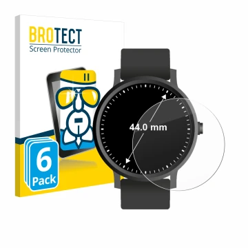 Parte frontal de un envase de producto con el logotipo de la marca BROTECT. Al lado se muestra el dispositivo Relojes (Circula