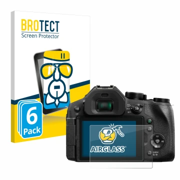 Parte frontal de un envase de producto con el logotipo de la marca BROTECT. Al lado se muestra el dispositivo Panasonic Lumix 