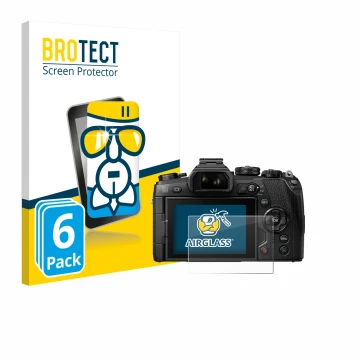 Parte frontal de un envase de producto con el logotipo de la marca BROTECT. Al lado se muestra el dispositivo Olympus OM-D E-M
