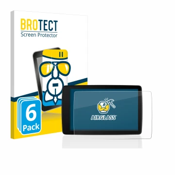 Parte frontal de un envase de producto con el logotipo de la marca BROTECT. Al lado se muestra el dispositivo BMW Motorrad Nav