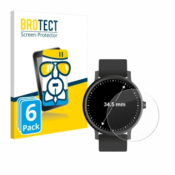 Parte frontal de un envase de producto con el logotipo de la marca BROTECT. Al lado se muestra el dispositivo Relojes (Circula