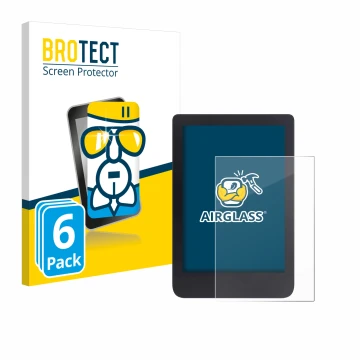 Parte frontal de un envase de producto con el logotipo de la marca BROTECT. Al lado se muestra el dispositivo Tolino Shine 3 c