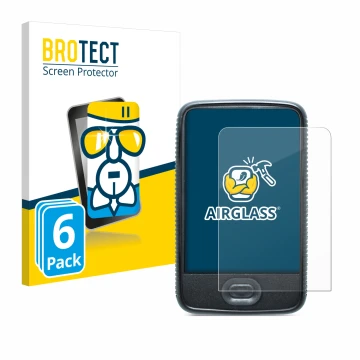 Parte frontal de un envase de producto con el logotipo de la marca BROTECT. Al lado se muestra el dispositivo Dexcom G6 Receiv