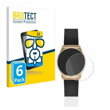Parte frontal de un envase de producto con el logotipo de la marca BROTECT. Al lado se muestra el dispositivo Xlyne X-Watch Jo