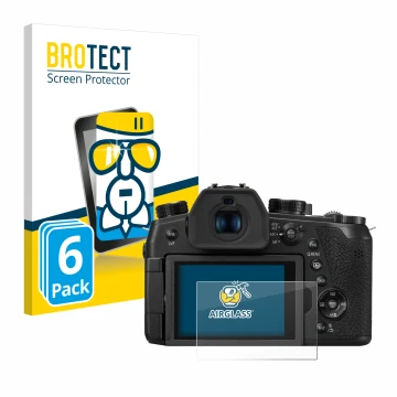 Parte frontal de un envase de producto con el logotipo de la marca BROTECT. Al lado se muestra el dispositivo Panasonic Lumix 