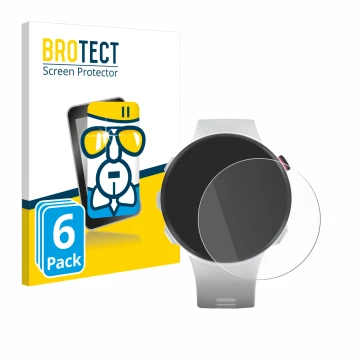 Parte frontal de un envase de producto con el logotipo de la marca BROTECT. Al lado se muestra el dispositivo Garmin Forerunne