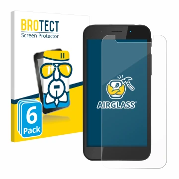 Parte frontal de un envase de producto con el logotipo de la marca BROTECT. Al lado se muestra el dispositivo Shiftphones Shif