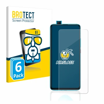 Parte frontal de un envase de producto con el logotipo de la marca BROTECT. Al lado se muestra el dispositivo Xiaomi Poco F2 P
