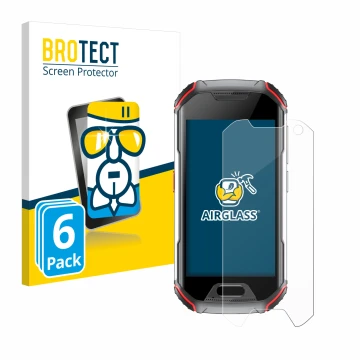 Parte frontal de un envase de producto con el logotipo de la marca BROTECT. Al lado se muestra el dispositivo Unihertz Atom L 