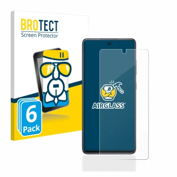 Parte frontal de un envase de producto con el logotipo de la marca BROTECT. Al lado se muestra el dispositivo Samsung Galaxy S