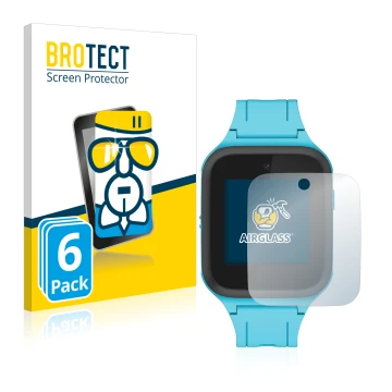 Parte frontal de un envase de producto con el logotipo de la marca BROTECT. Al lado se muestra el dispositivo TCL Movetime Fam
