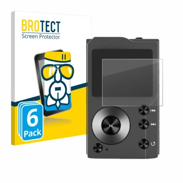 Parte frontal de un envase de producto con el logotipo de la marca BROTECT. Al lado se muestra el dispositivo Surfans F20 con 