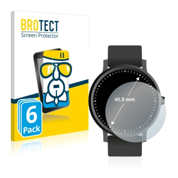 Parte frontal de un envase de producto con el logotipo de la marca BROTECT. Al lado se muestra el dispositivo Relojes (Circula