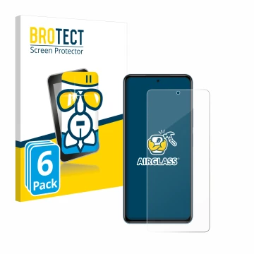 Parte frontal de un envase de producto con el logotipo de la marca BROTECT. Al lado se muestra el dispositivo Xiaomi Poco F3 c