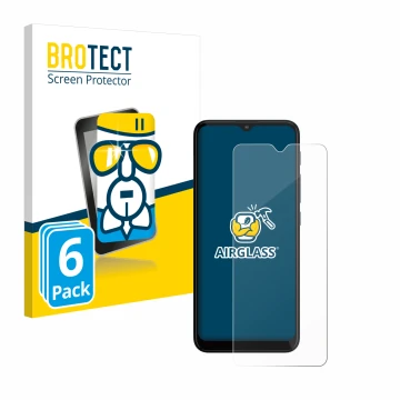 Parte frontal de un envase de producto con el logotipo de la marca BROTECT. Al lado se muestra el dispositivo Motorola Moto G2