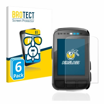 Parte frontal de un envase de producto con el logotipo de la marca BROTECT. Al lado se muestra el dispositivo Wahoo Elemnt Bol