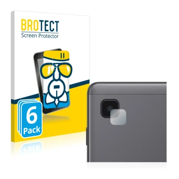 Parte frontal de un envase de producto con el logotipo de la marca BROTECT. Al lado se muestra el dispositivo Samsung Galaxy T