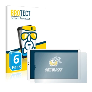 Parte frontal de un envase de producto con el logotipo de la marca BROTECT. Al lado se muestra el dispositivo Samsung Galaxy T